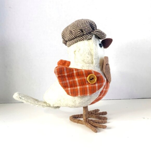 Target Wondershop Fall Autumn Bird Tweed Herringbone Cap Bow Tie Orange Plaid - Picture 4 of 8